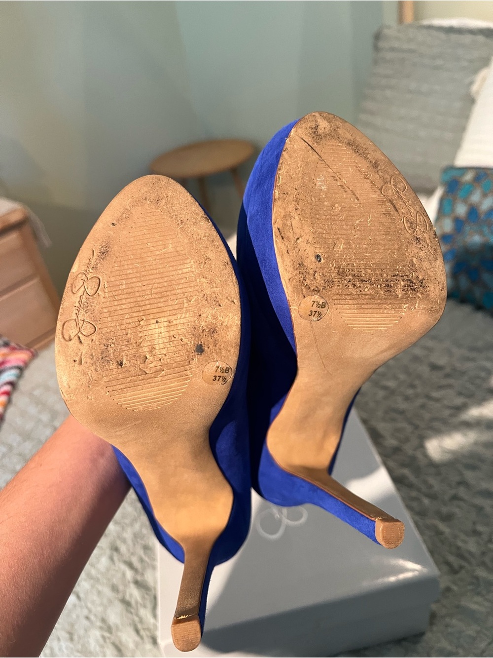 Jessica Simpson Cobalt Blue Suede Platform Pumps - Picture 7 of 8